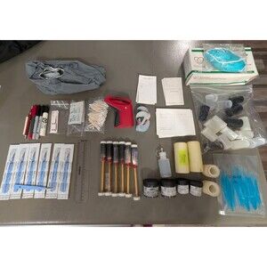 Vintage professional police fingerprint kit with powders / brushes and More